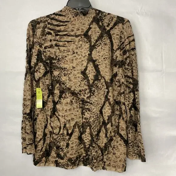 NIC+ZOE Sweater XL Animal Print Brown Cardigan Tunic V-Neck Lightweight - Picture 6 of 11